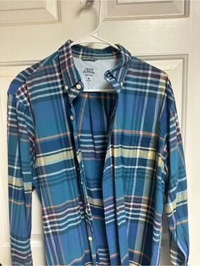 Izod Teal Plaid Long-Sleeve Button-Down Shirt